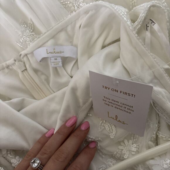 Lulus Extraordinary Glamour 3D Floral Beaded Backless Maxi Wedding Dress Medium - Picture 11 of 11